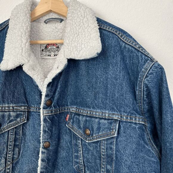 Levi's Vintage Sherpa Fleece Lined Snap Button Jacket Men's Size Large - Picture 2 of 10
